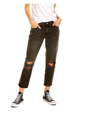 Frame Denim Womens  Le Garcon Wilkinson Destruct Crop Jean Black